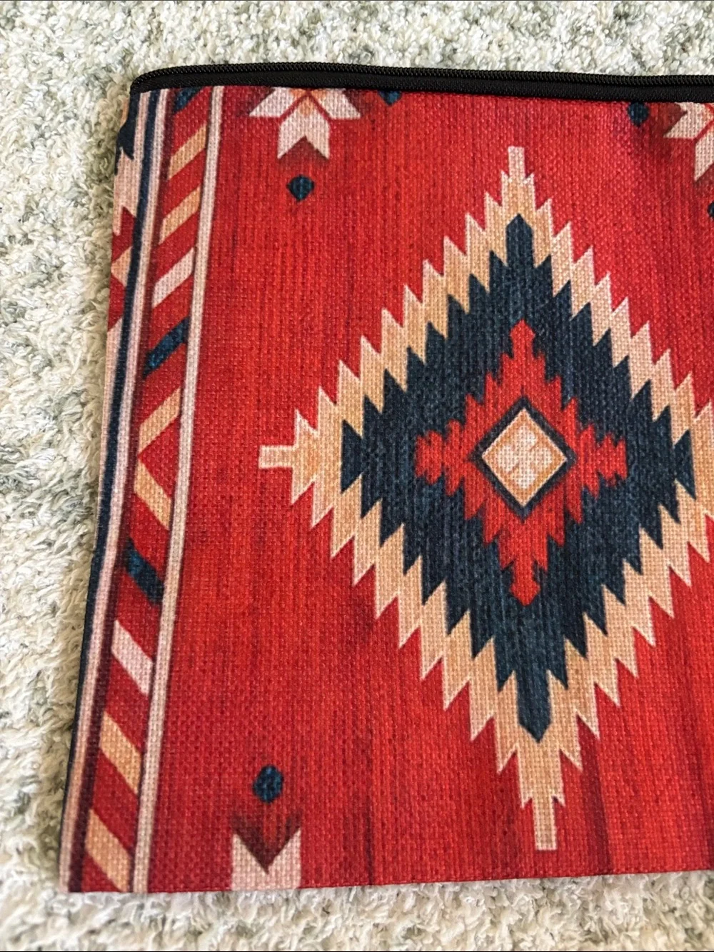 Navaho Santa Fe Stylized Red Geometric Southwestern Travel Bag NWT 8.5x7.75”
